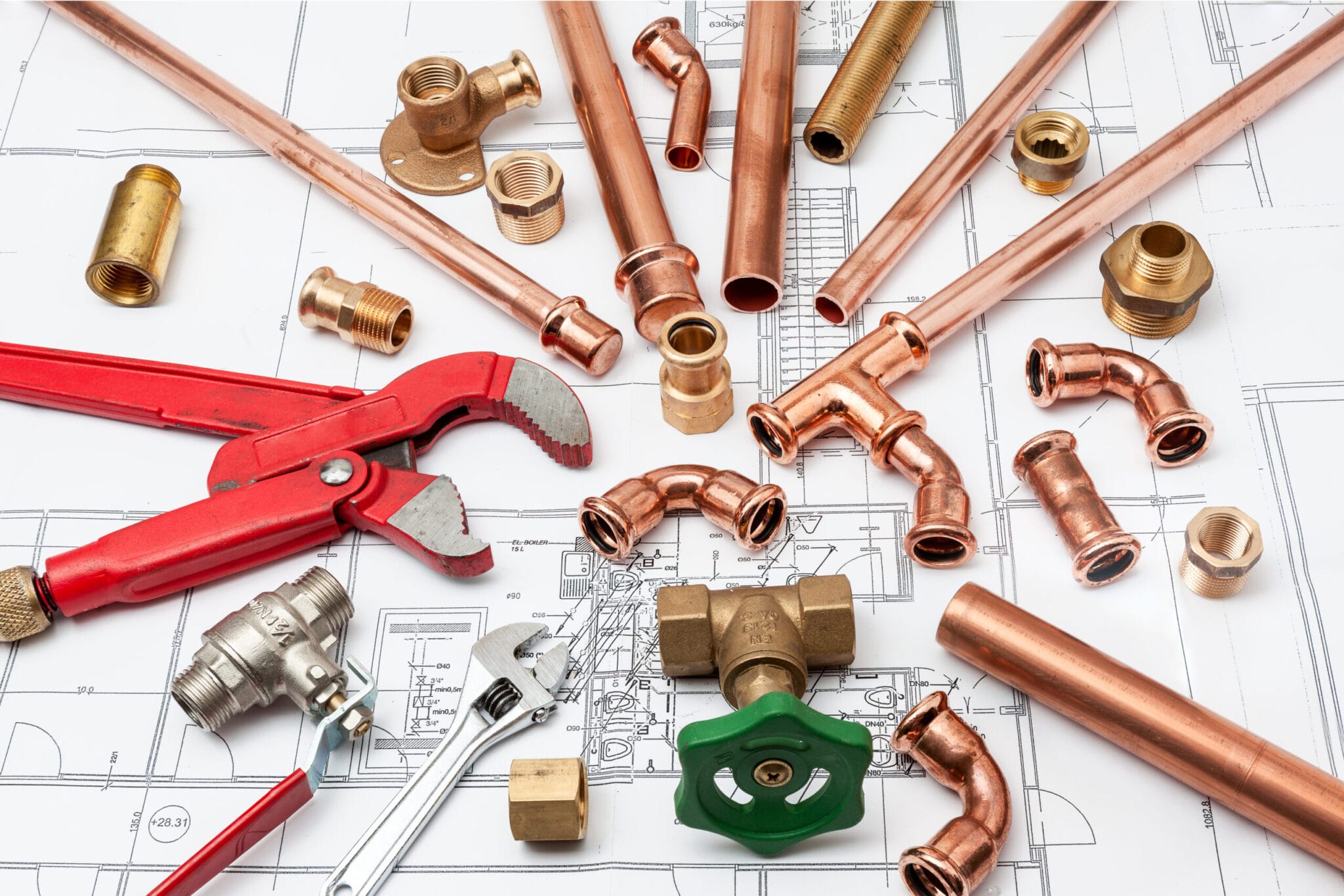 Copper pipe fittings and plumbing parts for Port Orange, Florida repairs