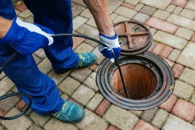 Plumber cleaning an outdoor sewer drain in Port Orange