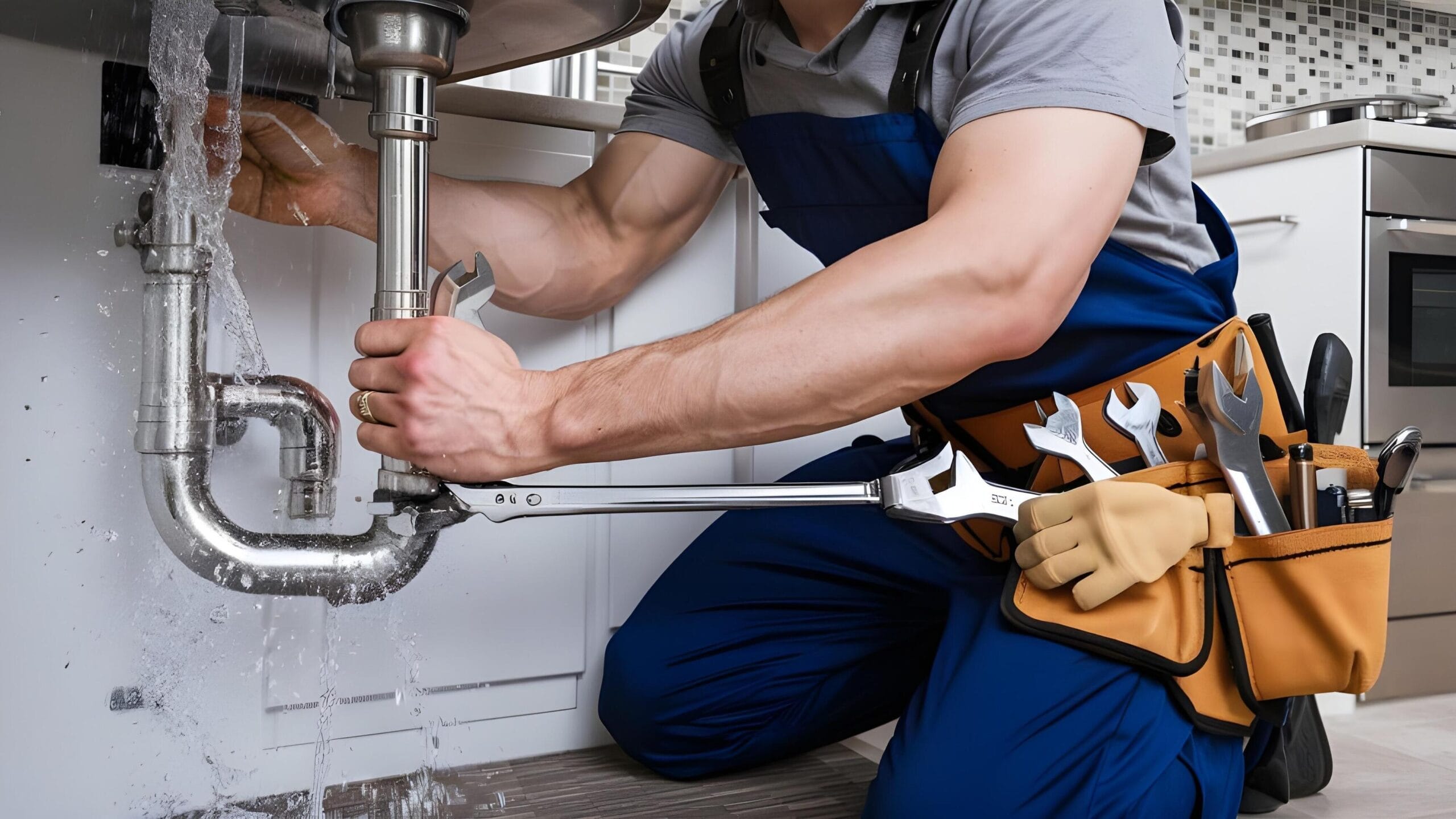 Plumber tightening a residential plumbing pipe in Port Orange